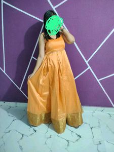 Elegant Peach Ethnic Gown