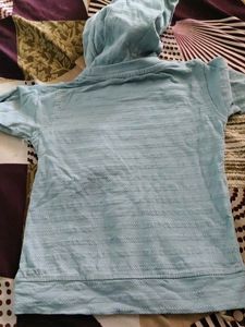 Light Blue Textured Hoodie with Pocket