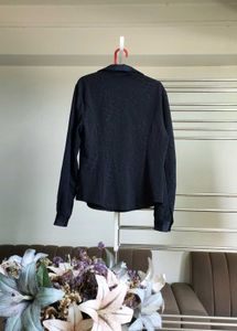Navy Button-Down Blouse
