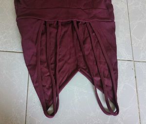 Backless Burgandy Swimsuit For Girls 😍