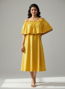 H&M Chic Yellow Off-Shoulder Dress