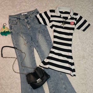 Y2K Striped Polo Dress