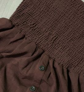 Stylish Brown Smocked Puff Sleeve Dress