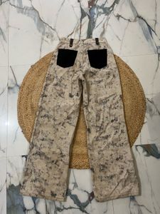Stylish Wide-Leg Marble Print Pants