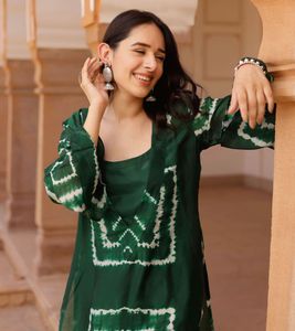 Green Tie-Dye Kurta Set