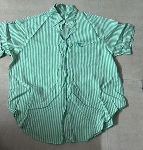 Mint Green Striped Button-Up Top