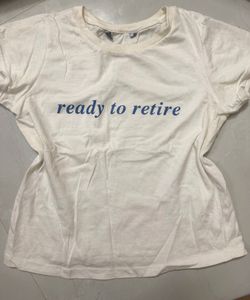 H&m White "Ready to Retire" cropped T-Shirt