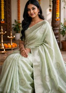 Elegant Pastel Green Silk Saree