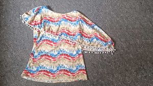 Boho Tie-Dye Tunic Top with Pom-Poms
