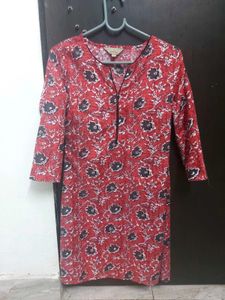 Red Floral Print Tunic Top