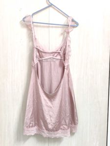 Dusty pink satin chemise slip