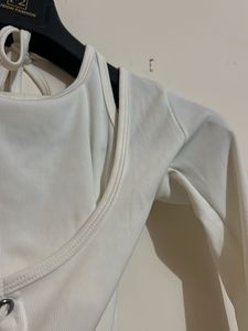 White Lace-Up Cropped Top