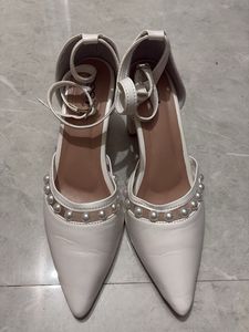 Elegant White Pearl Heels