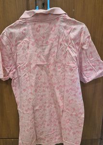 Men's Pink Geometric Polo T-Shirt