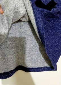 Navy Cropped Hoodie with Graphic Face Print