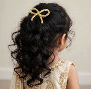 Sparkly Gold Bow Hair Clip