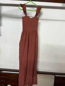 Chic Rusty Red Smocked jumpsuit (no coat)