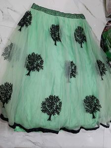 Mint Green Embroidered Skirt