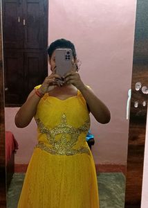 WOMEN'S BEAUTIFUL MAXI DRESH,PARTY,HALDI(MUSTARD)