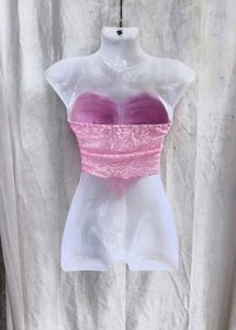 311110. Sheer Pink Rose Print Twist Halter Top