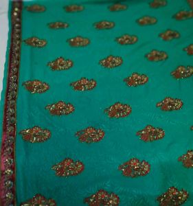 Stunning Teal Embroidered Saree