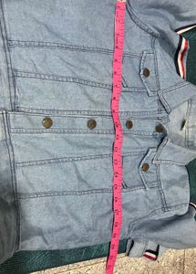 Blue Denim Jacket with Stripe Details