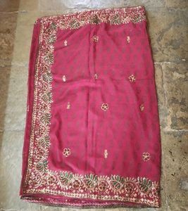 Magent Embroidered Saree