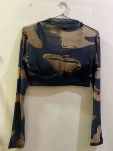 Printed Mesh Crop Top