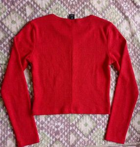 Vibrant Red Twist-Knot Long Sleeve Top✨