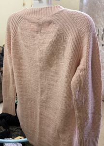 Pink V-Neck Knit Sweater