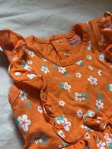 Adorable Orange Floral Baby Dress