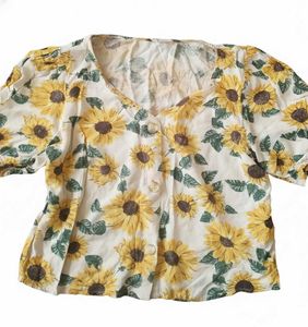 H&M Sunflower Print Crop Top