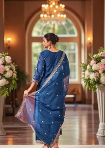 Beautiful Teal Embroidered Kurta Set (XXL)