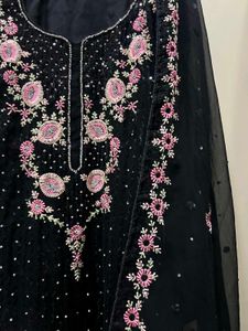 Elegant Black Embroidered suit handwork
