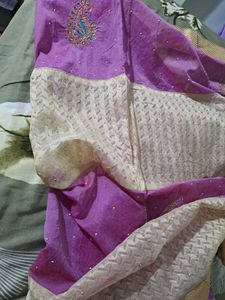 Vintage Purple Saree with Gold Border🌷
