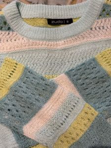 ZUDIO | Striped Crochet Knit Sweater