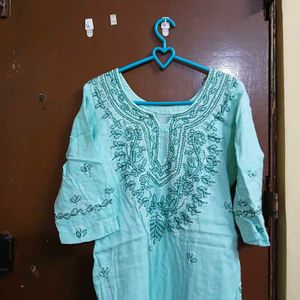 Beautiful sea green Kurta Set with Embroidery