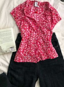 Cute Floral Button-Up Top