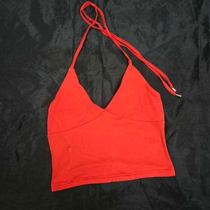 Red Halterneck Crop Top chatpate baddie goth
