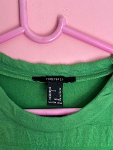Green Textured Long Sleeve Top