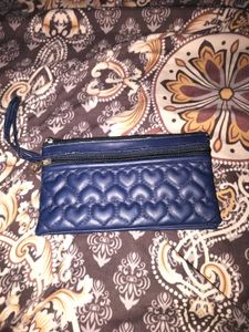 combo Quilted Heart Navy Blue Wallet and brown wal