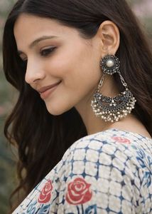 Oxidized Silver Jhoomar Jhumkas