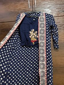 Stylish Navy Blue Printed Kurta Set