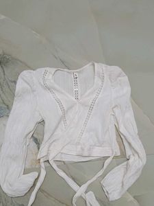 White Embroidered Cotton Blouse