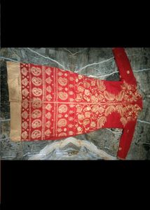 Red salwar with Golden Embroidery