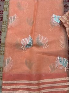 Elegant Peach Embroidered Saree