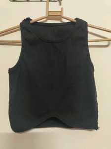 CLEARANCE Black Ribbed Crop Tank Top