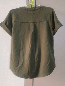 Olive Green Button-Down Top