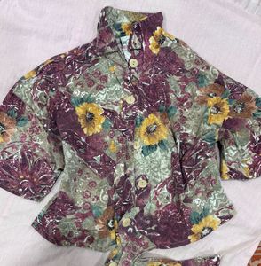 Vintage Floral Print Button-Up Shirt