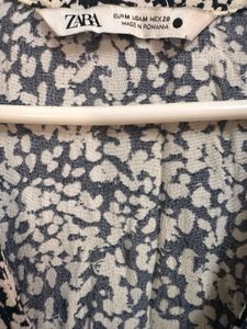 Zara Printed V-Neck Mini Dress